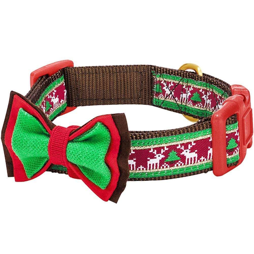 Blueberry Pet 4 Patterns Christmas Santa Claus'S Reindeer Adjustable Dog Collar With Detachable Bow Tie, Medium, Neck 14.5'-20'