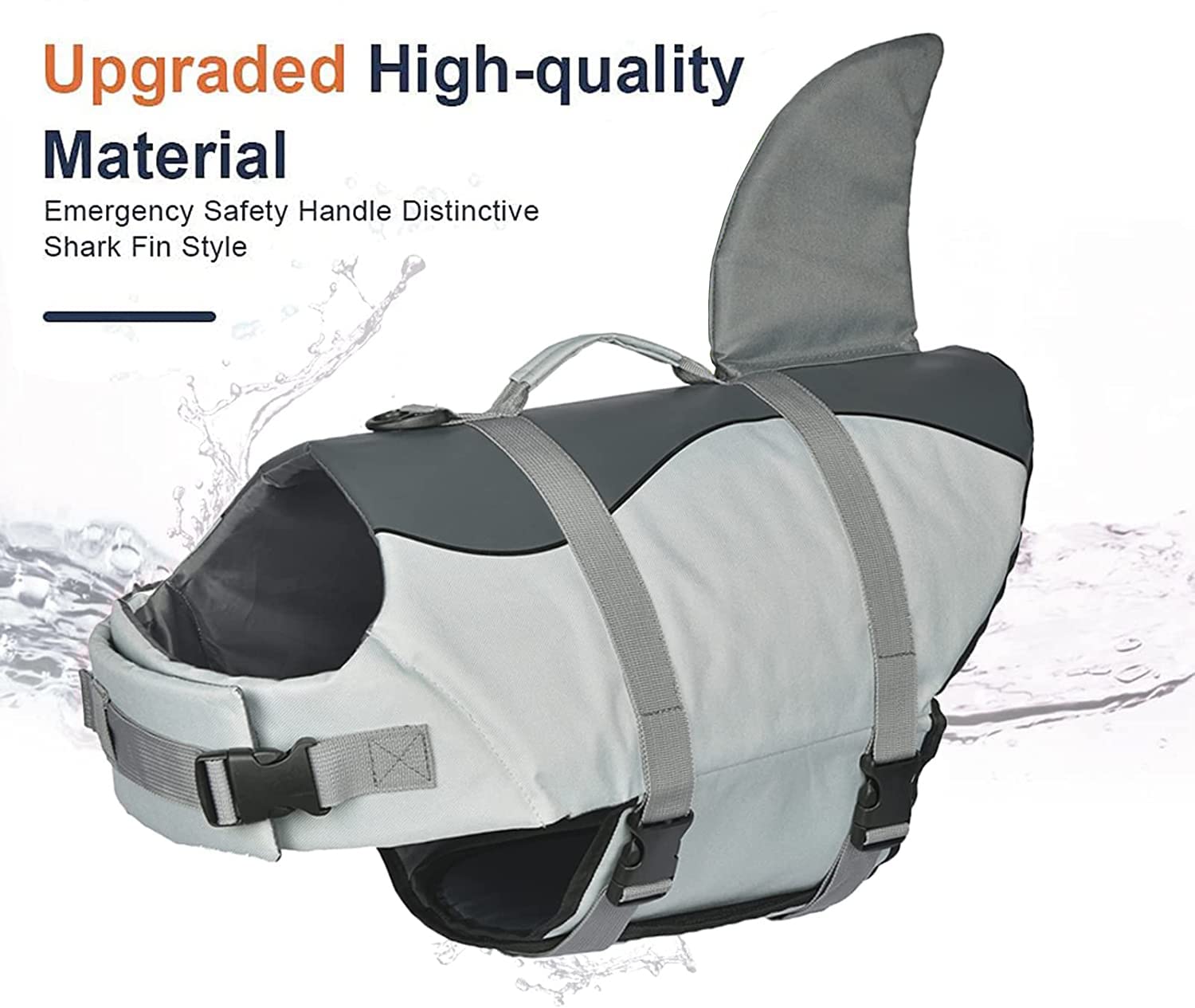 Dog Shark Life Jacket, Dog Life Vest For Swimming Adjustable Pet Life Preserver With Rescue Handle X-Small