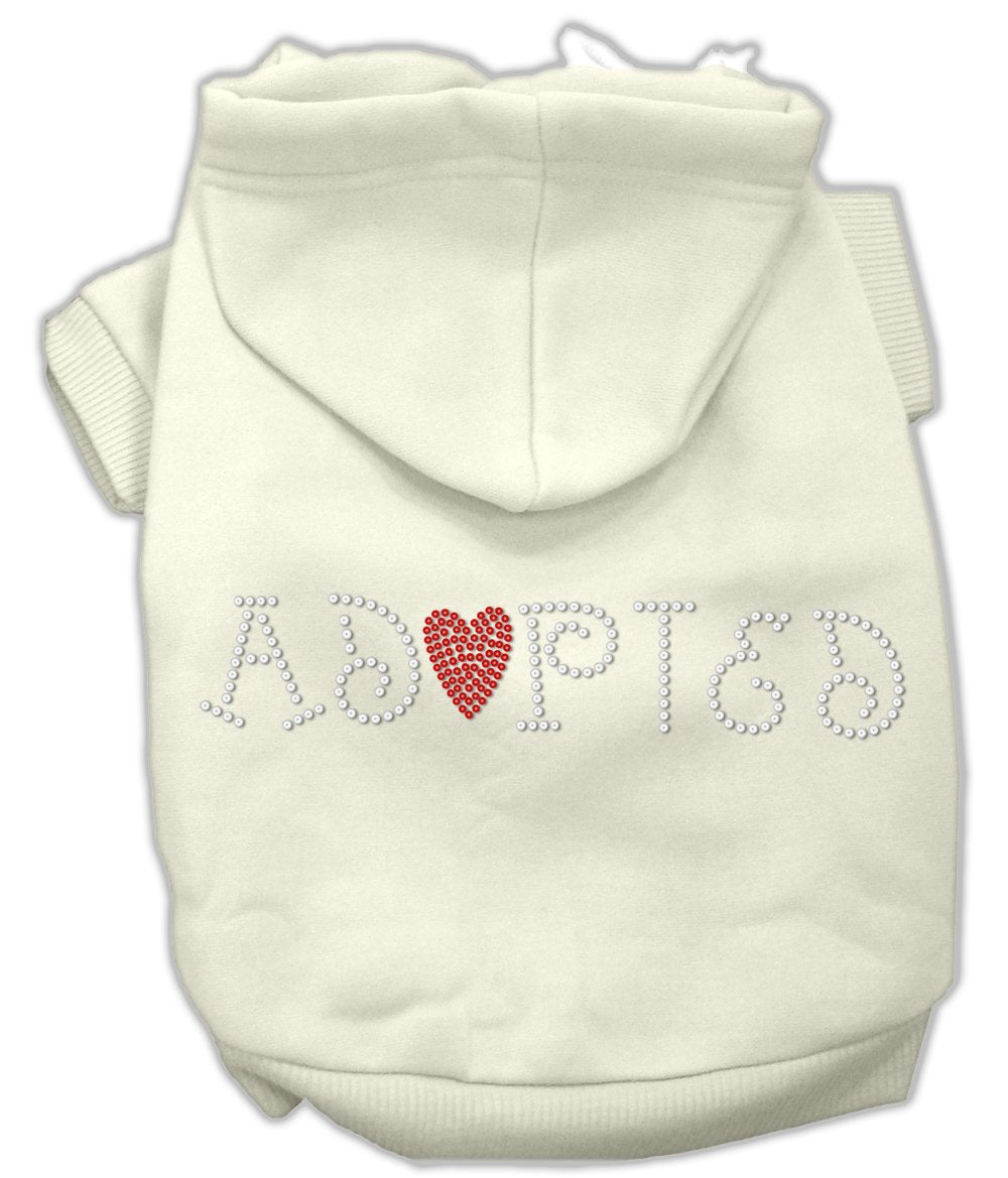 Pet, Dog & Cat Hoodie Rhinestone, &quot;Adopted&quot; Cream LG (10-14 lbs.)