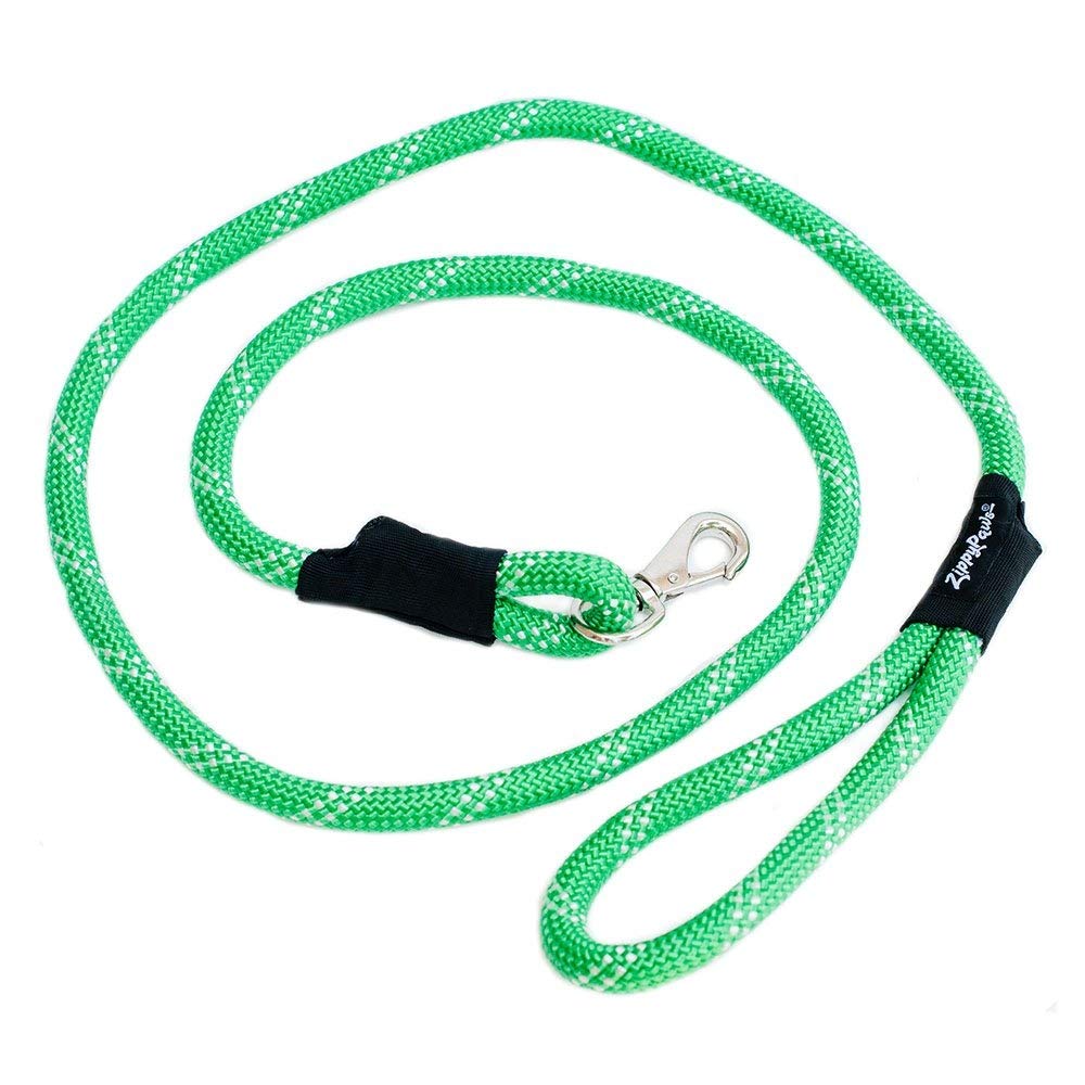 Zippypaws Climbers Dog Leash, Durable Rope Leash For Large Dogs, 6 Feet Long, 2/3 Inch Thick, Green