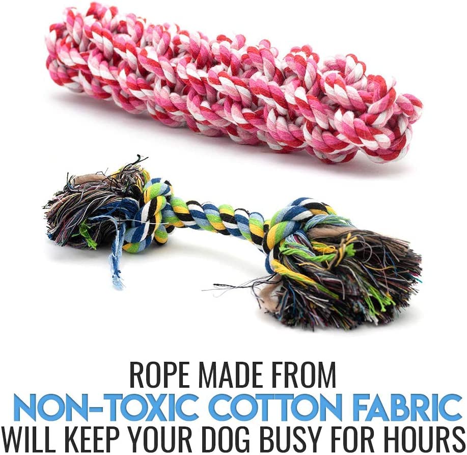 Otis & Claude Variety Pack Rope Toys For Small & Medium Dogs, Heavy Duty Dog Chew Toys For Aggressive Chewers, Cotton Chew Toys For Teething, 11-Count