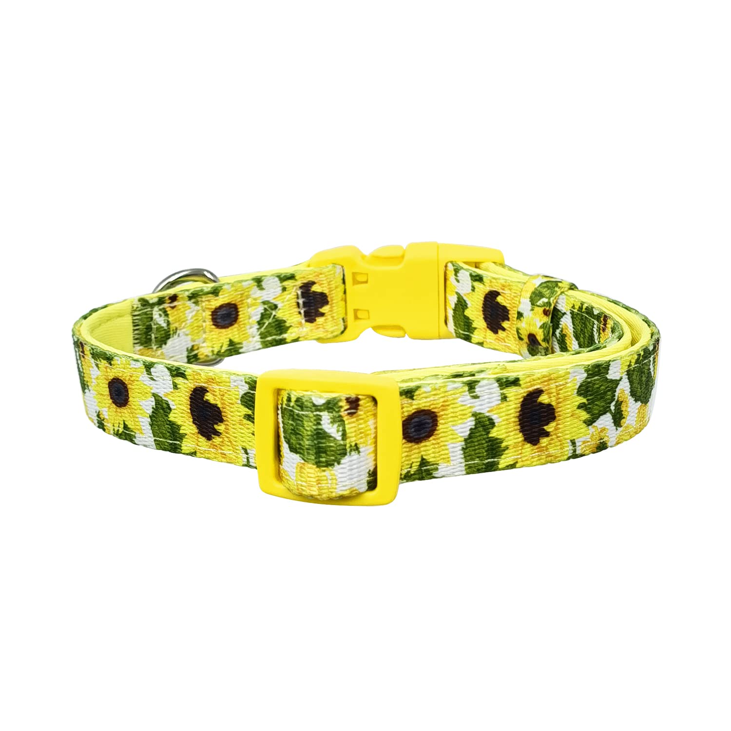 Olahibi Neoprene Padded Dog Collar, Soft And Comfortable, Floral Pattern, For Medium Dogs.(Medium, Sunflower)