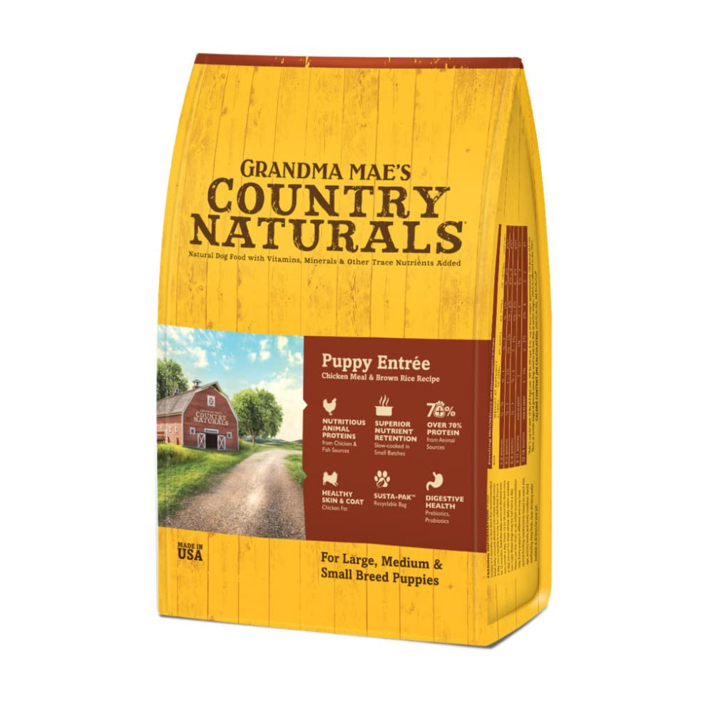 Grandma Maes Country Naturals Grain Inclusive Dry Dog Food 12 LBS Puppy Chicken & Brown Rice