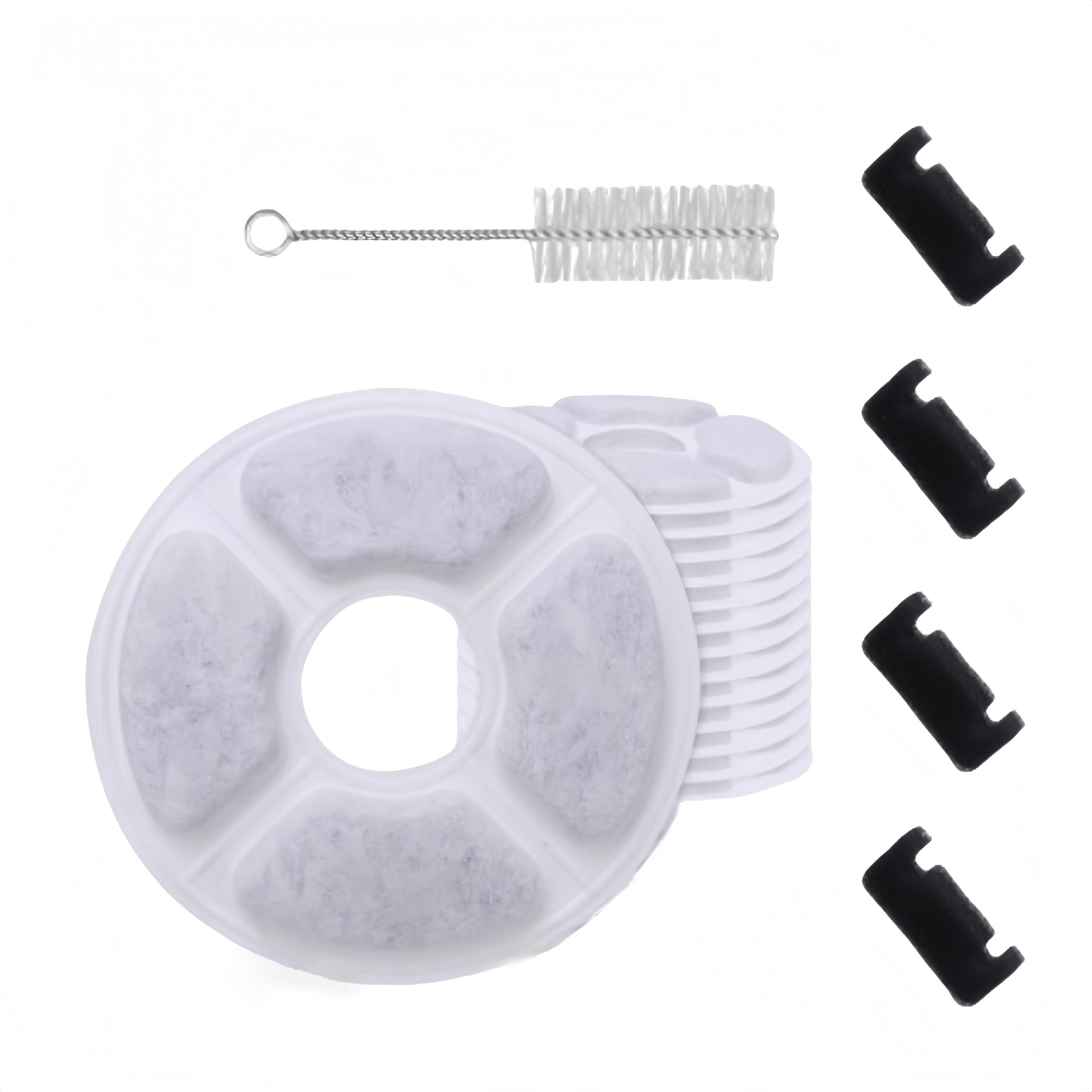 Cat Water Fountains Filter Replacement (12 Packs Of Carbon Filter + 4 Sponges + 1 Stainless Steel Cleaning Brush),Parts And Dog 
