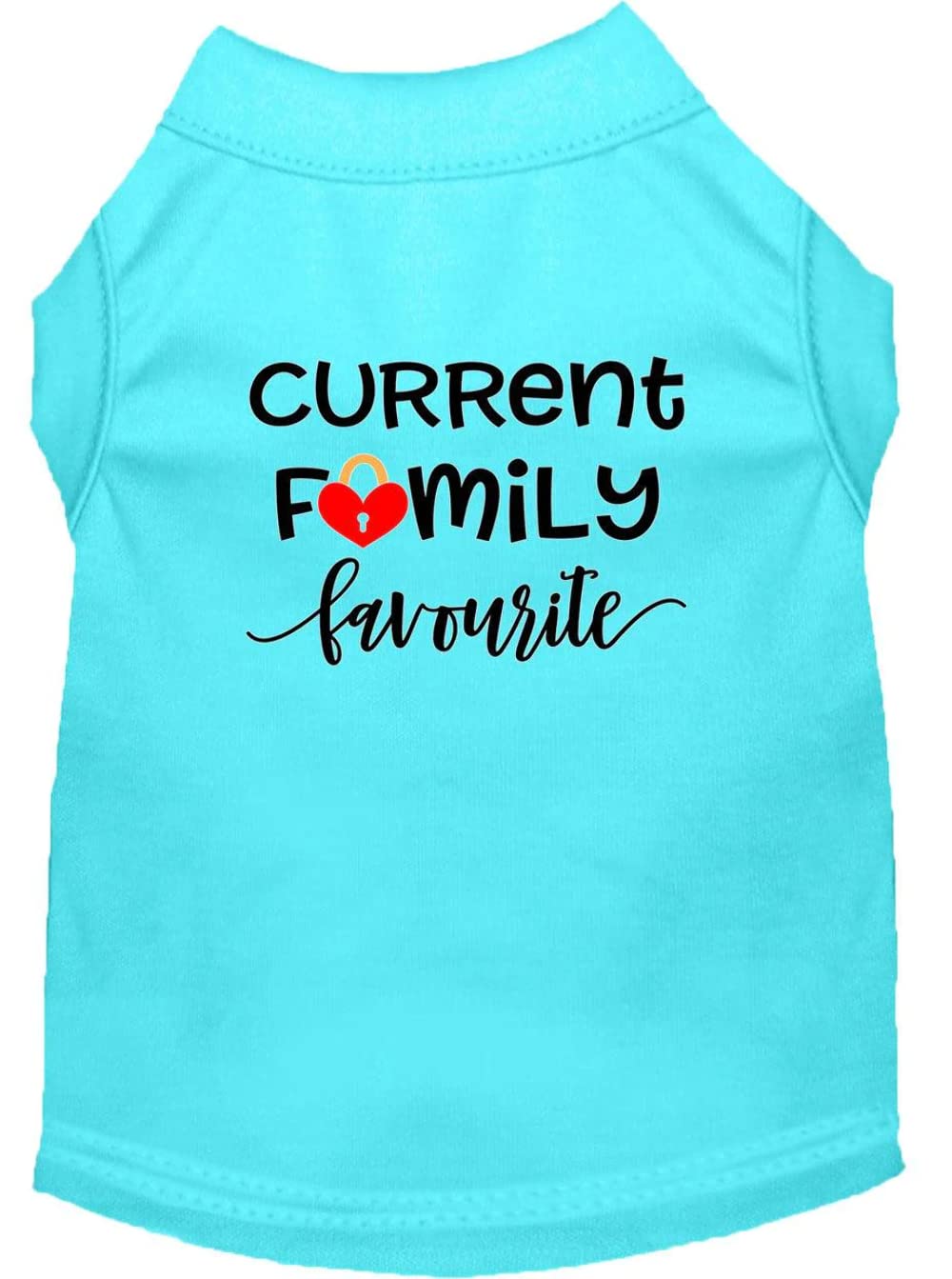 Pet Dog & Cat Shirt Screen Printed, &quot;Current Family Favorite&quot; Aqua XS (0-3 lbs.)