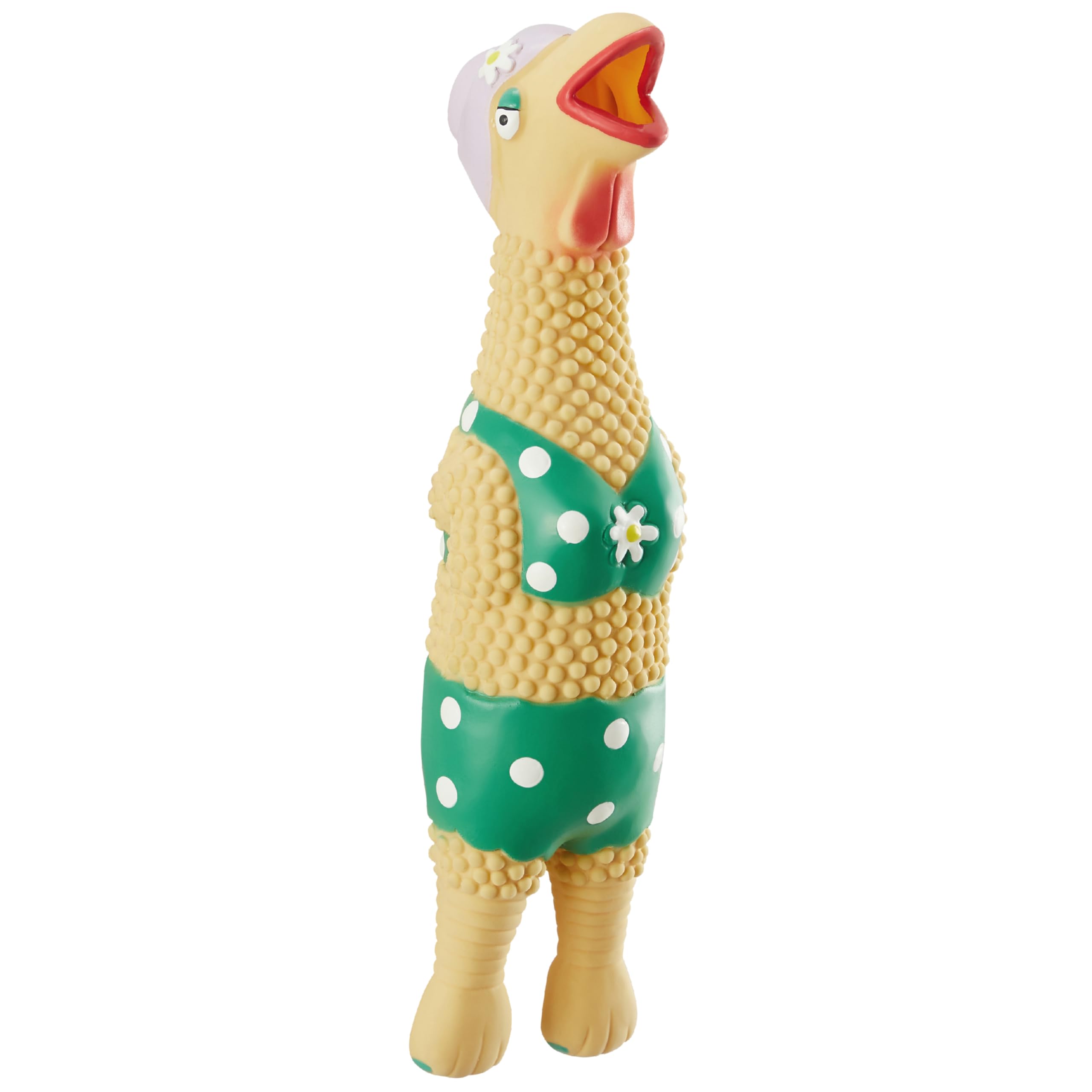 Outward Hound by Charming Pet Squawkers Grandma Hippie Chick Latex Squeaky Rubber Chicken Dog Toy, Funny Interactive Holiday Toy