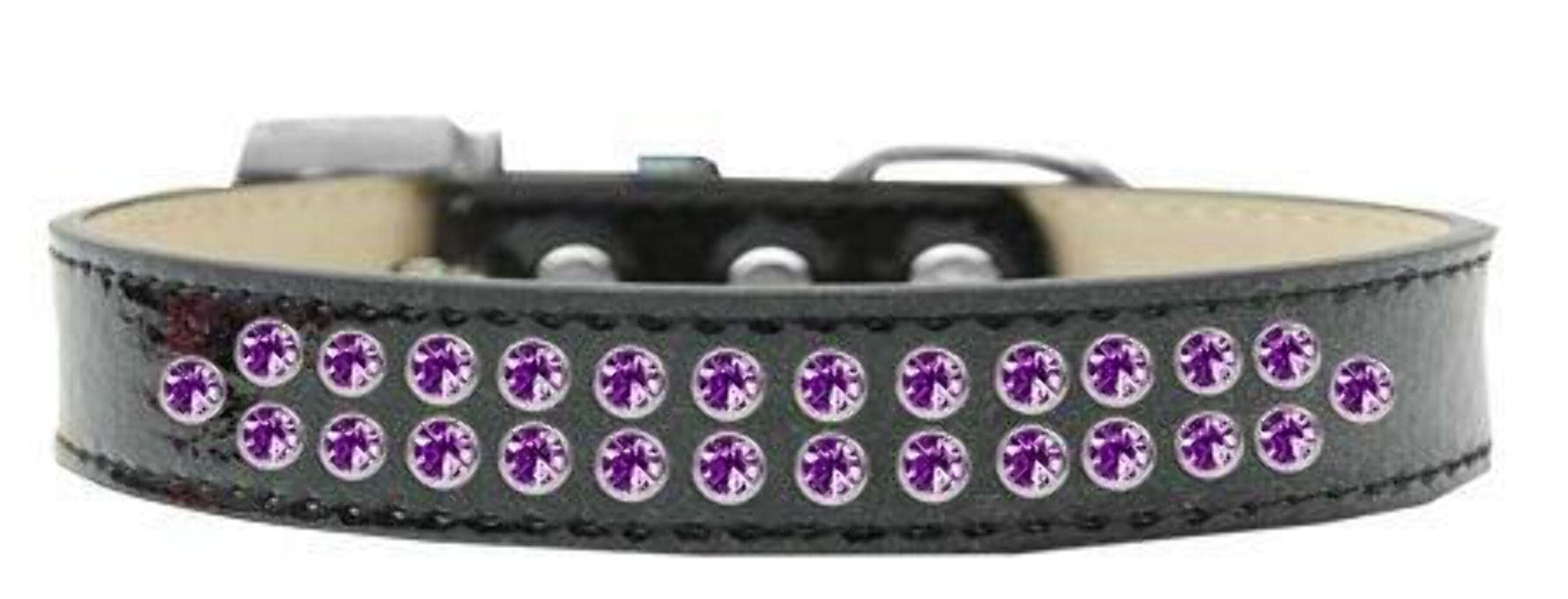 Mirage Pet Products Two Row Purple Crystal Ice Cream Dog Collar, Size 14, Emerald Green
