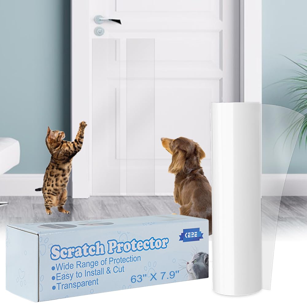 Door Scratch Protector, Protect Your Door, Furniture And Wall With Clear Premium Heavy Duty Door Cover Scratch Shield, Large Vinyl Door Guard For Dog Scratching