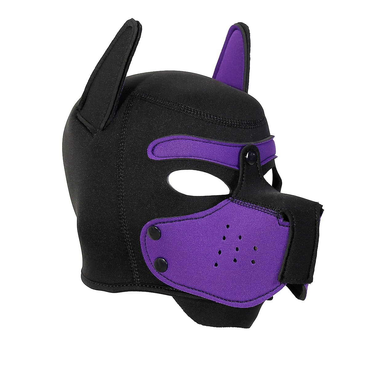 Quyuwowo Neoprene Puppy Face Muzzle Dog Removable Full Face Pup Hood Mask (Purple, One Size)
