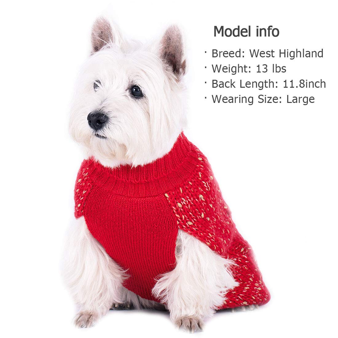 Kyeese Small Dog Sweater Turtleneck Red Dogs Sweater Knit Warm Puppy Sweaters Mini Dog Cats