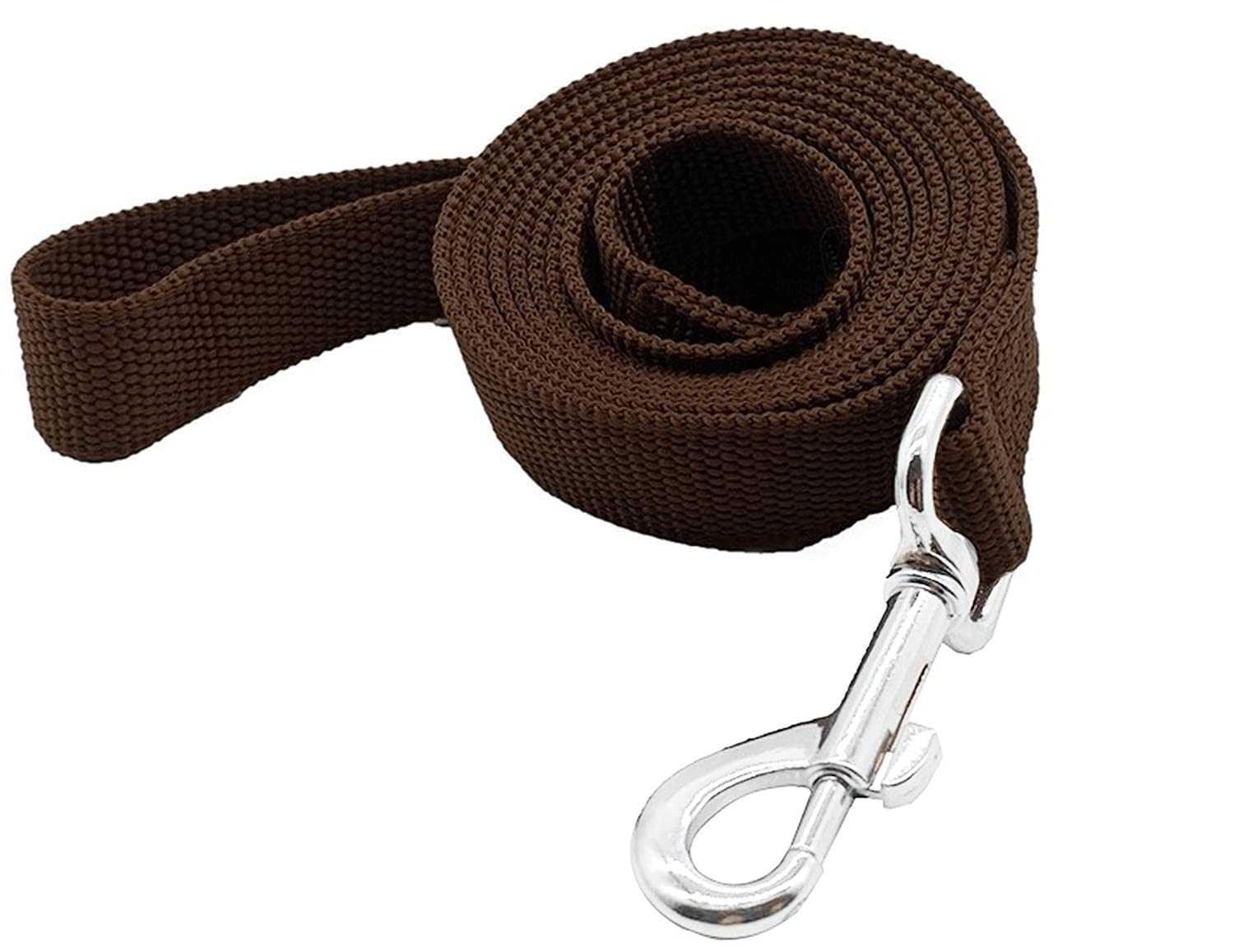 Nylon Dog Training Leash, Traction Rope, 4Ft /5 Foot /6 Feet Long, 5/8 Inch 3/4 Inch 1 Inch Wide, For Small And Medium Dogs (Brown, 1'' X 20 Ft)