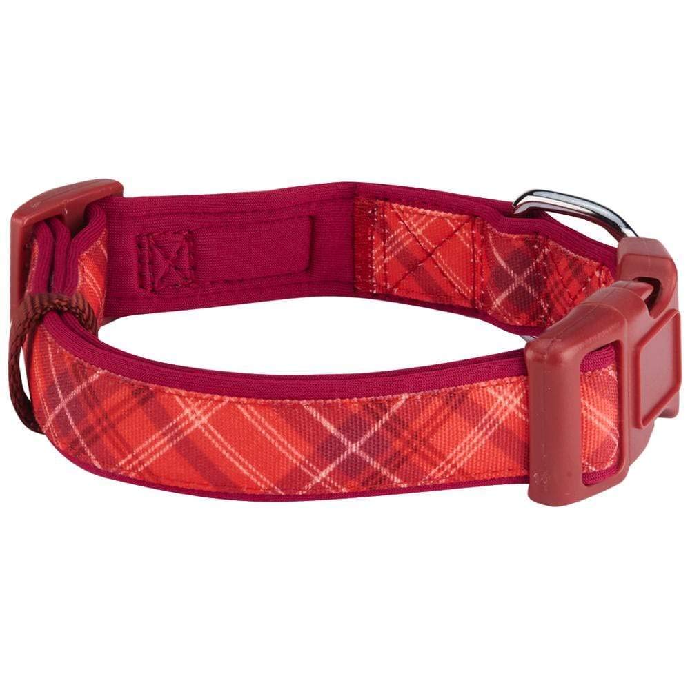 Blueberry Pet 7 Patterns Soft & Comfy Scottish Aileen Red Plaid Tartan Style Designer Padded Adjustable Dog Collar, Medium, Neck 14.5'-20'