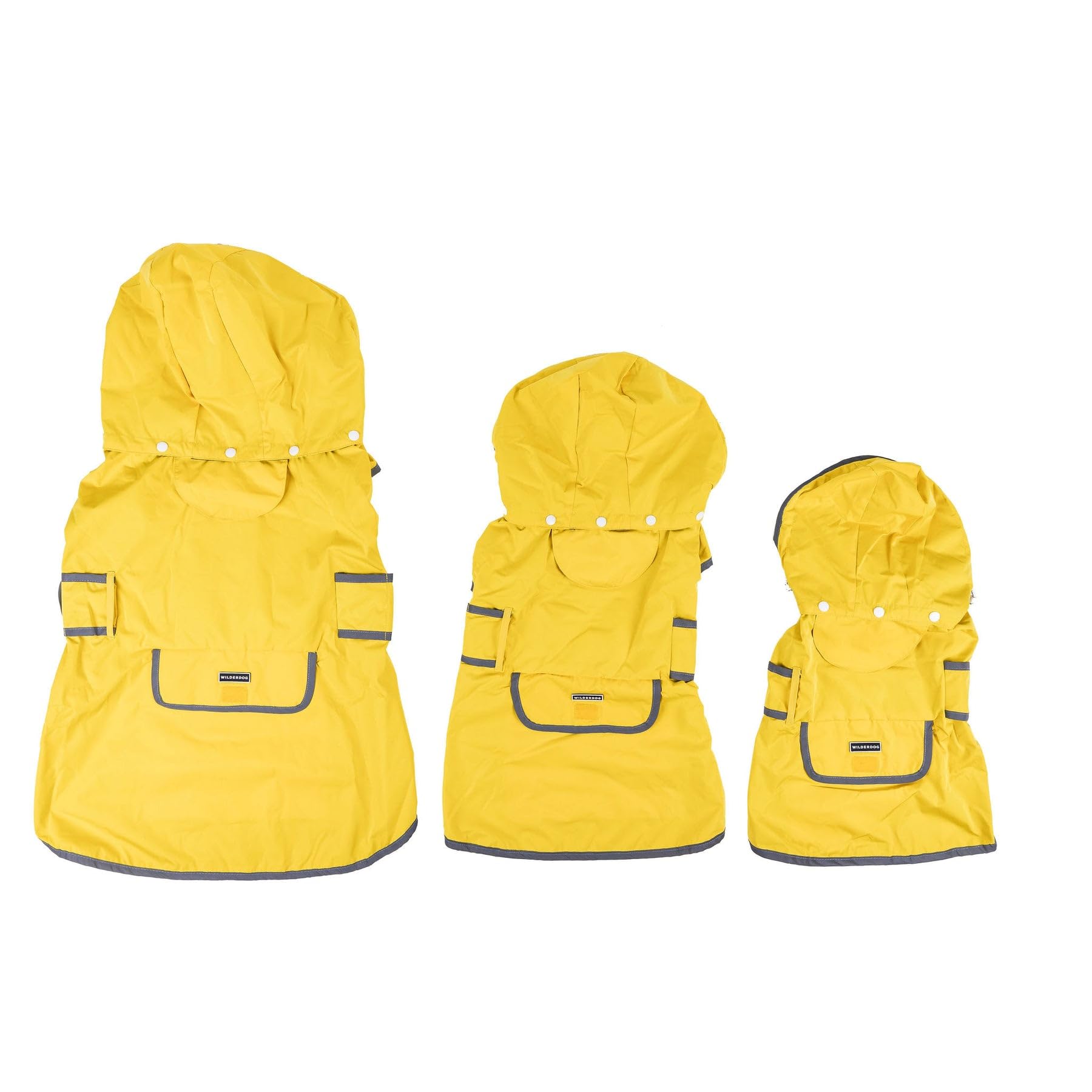 Wilderdog Dog Jacket Waterproof Raincoat With Breathable Interior, Removable Hood, Torso Strap, Secure Closures, Back Pocket And