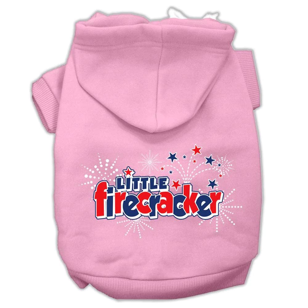 Pet Dog & Cat Hoodie Screen Printed, 'Little Firecracker' Light Pink Xl (14-20 Lbs.)
