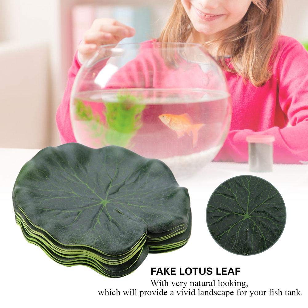 HEEPDD 10Pcs Artificial Lily Pads, Simulation Floating Lotus Leaves Water Landscape Decoration for Pond Fish Pool Patio Fountain