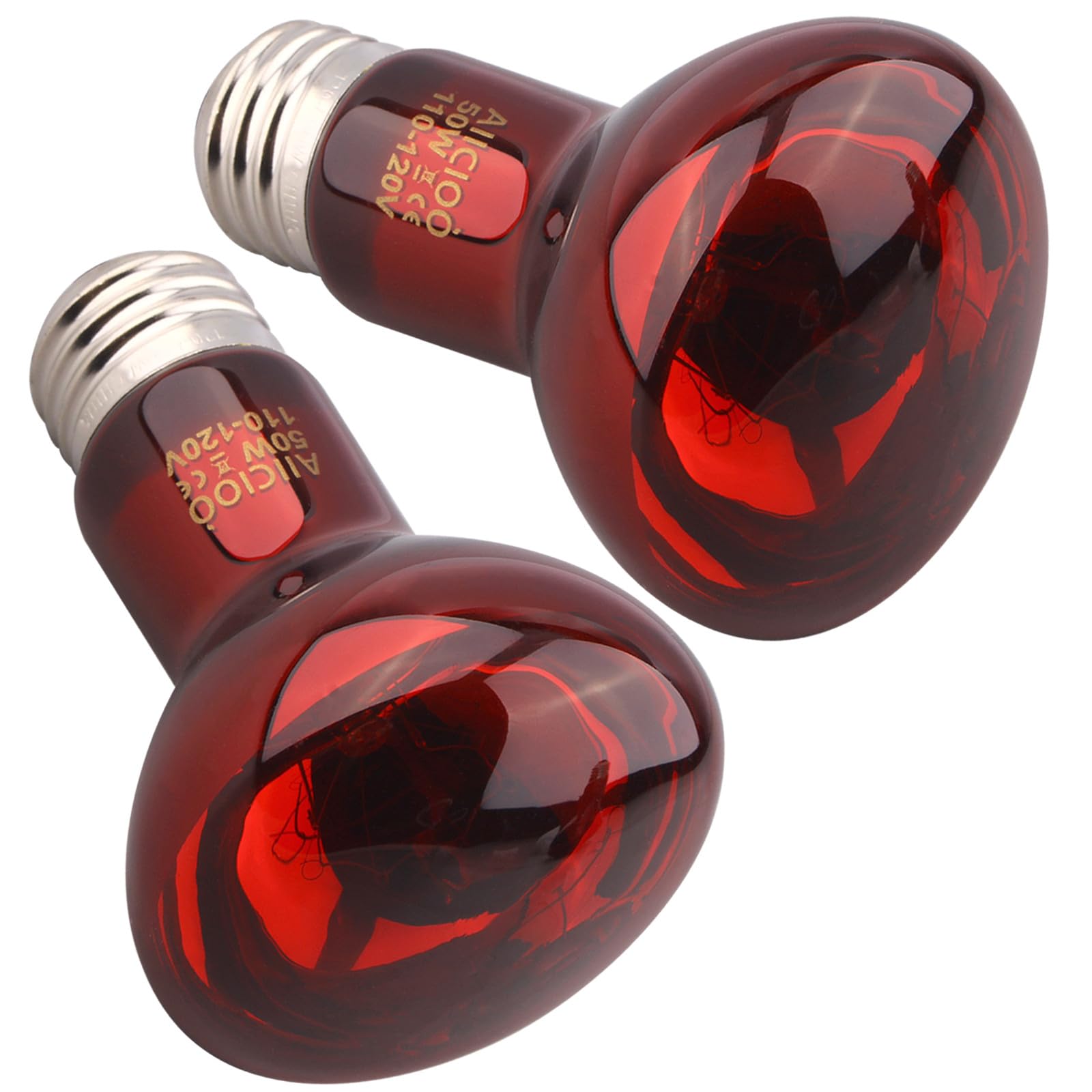 Aiicioo Reptile Red Light Bulb - Reptile Heat Lamp Bulb Infrared Basking Spot Lamp For Bearded Dragon Lizard Turtle Hermit Crab 