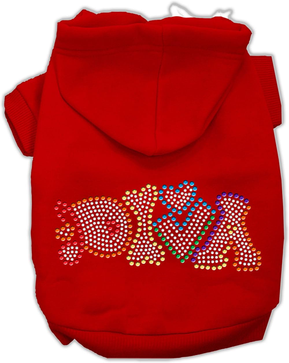 Pet, Dog & Cat Hoodie Rhinestone, 'Technicolor Diva' Red 3Xl (25-35 Lbs.)