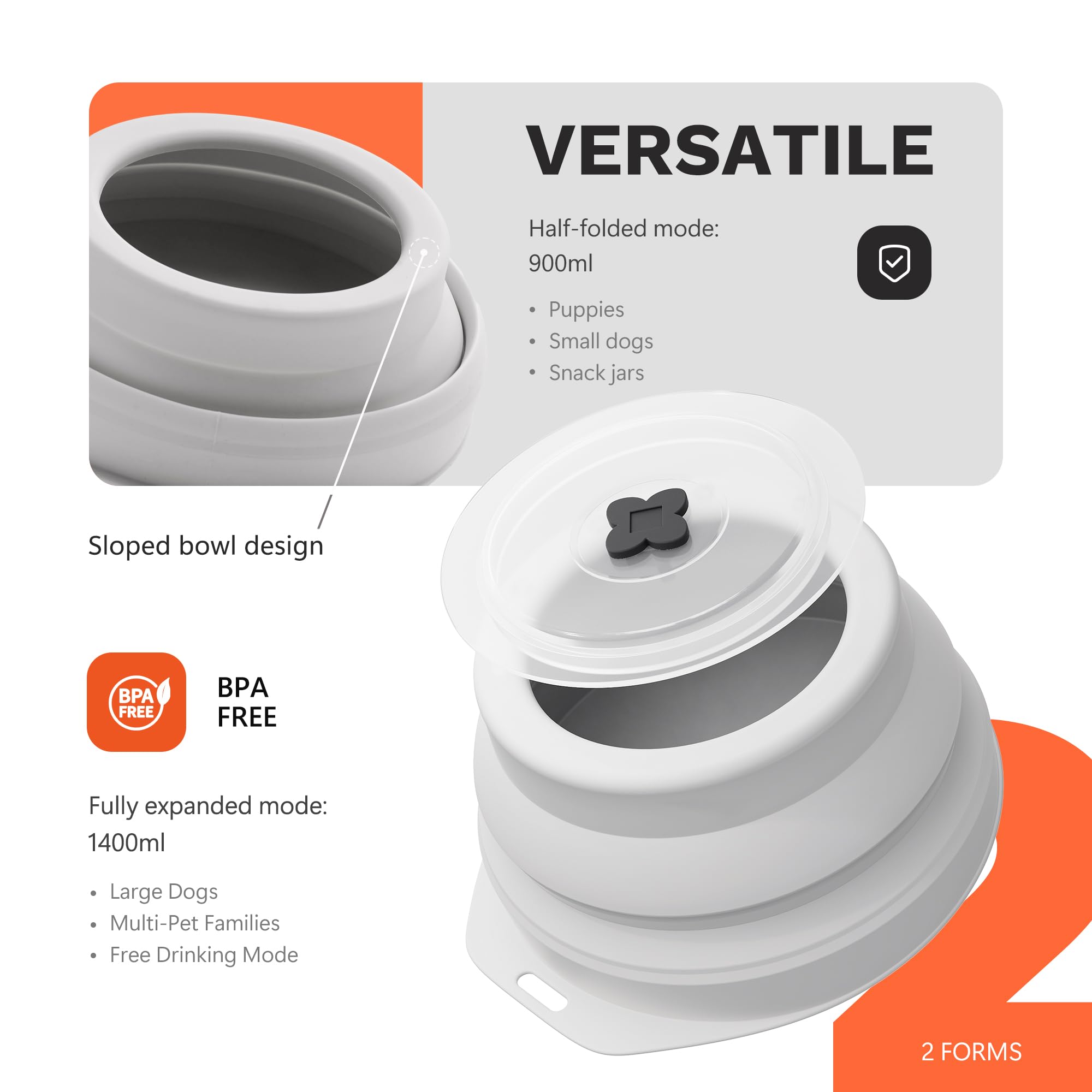 Li&Zhao Collapsible Dog Bowls - Silicone Travel Dog Bowl With Cover Lids Portable Expandable Pet Bowls Portable Water Bow For Ca