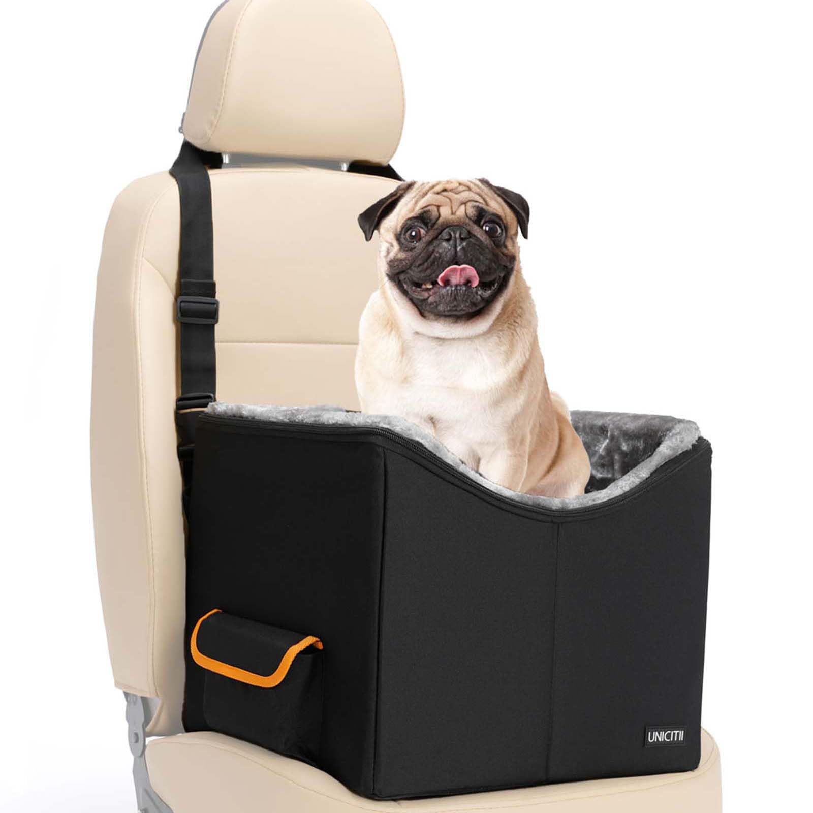 Unicitii Dog Car Seat For Small Dogs, Elevated Dog Booster Seat Pet Travel Carrier Bed For Car With Adjustable Straps Lookout Pe