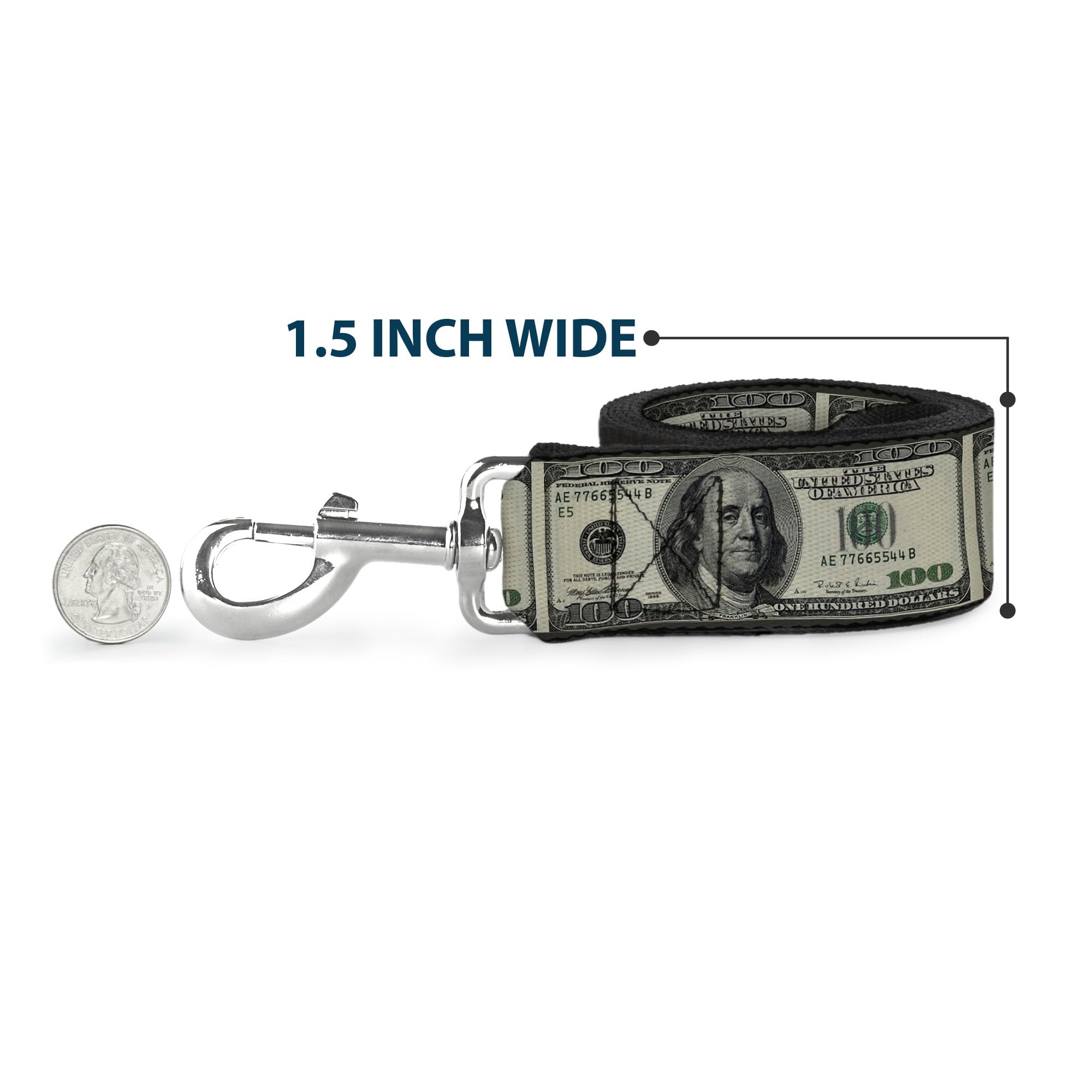 Dog Leash 100 Dollar Bills 6 Feet Long 1.5 Inch Wide