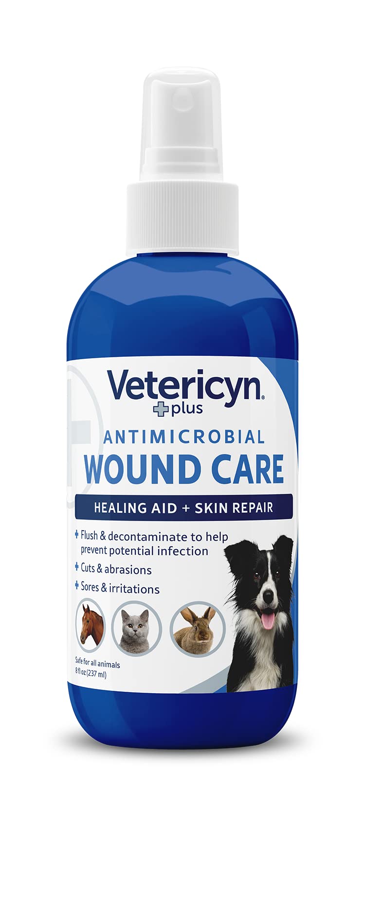 Vetericyn Plus Dog Wound Care Spray | Healing Aid And Skin Repair, Clean Wounds, Relieve Itchy Skin, And Prevent Infection, Safe For All Animals. 8 Ounces