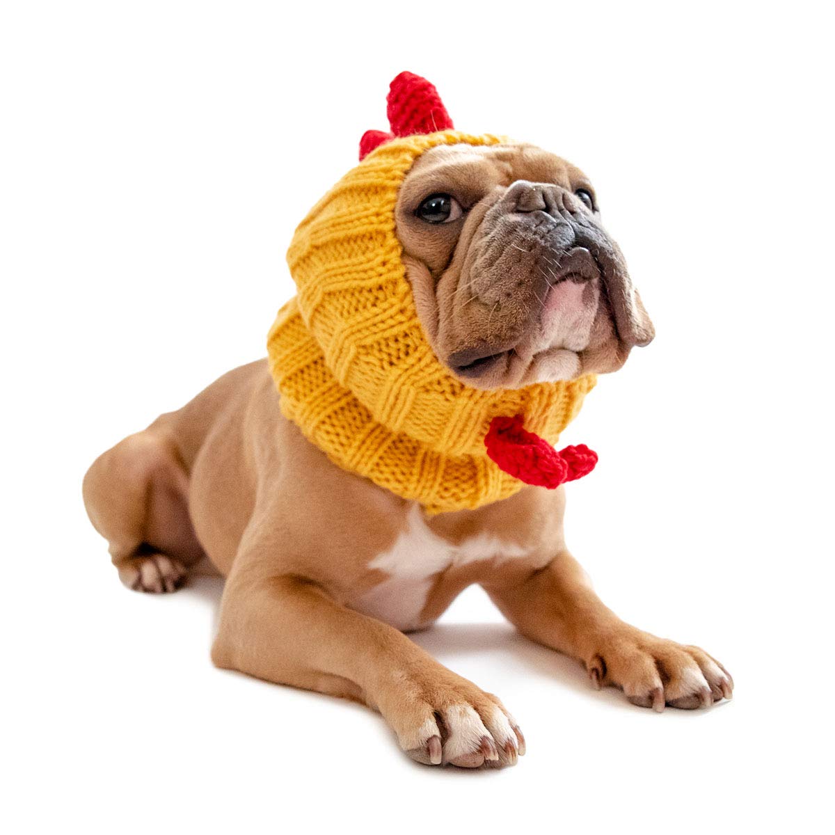 Zoo Snoods Rooster Chicken Costume for Cats & Dogs, Small - Warm No Flap Ear Wrap Hood for Pets, Dog Outfit for Winters, Hallowe