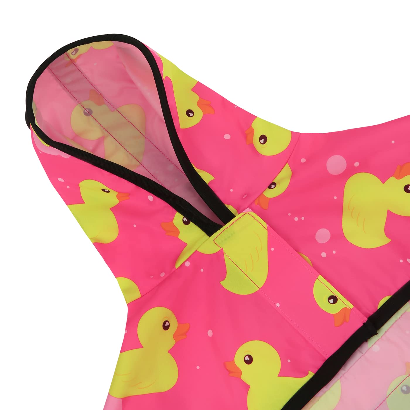 Hde Dog Raincoat Hooded Slicker Poncho For Small To X-Large Dogs And Puppies Pink Ducks - M