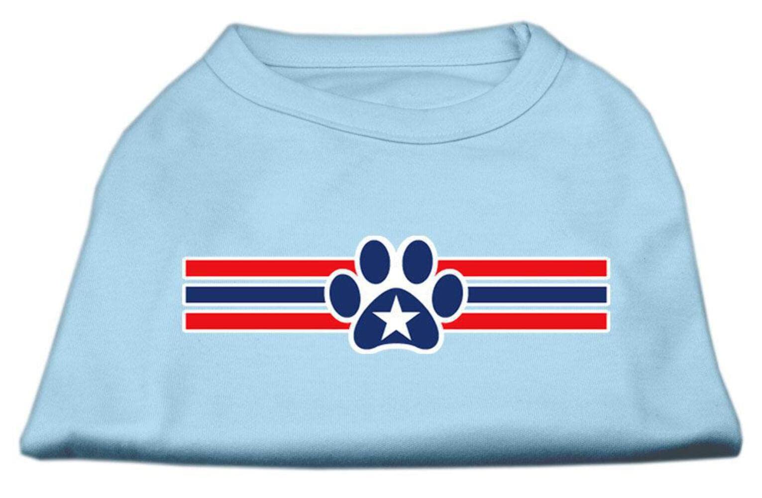 Mirage Pet Products 8-Inch Patriotic Star Paw Screen Print Shirts for Pets, X-Small, Red