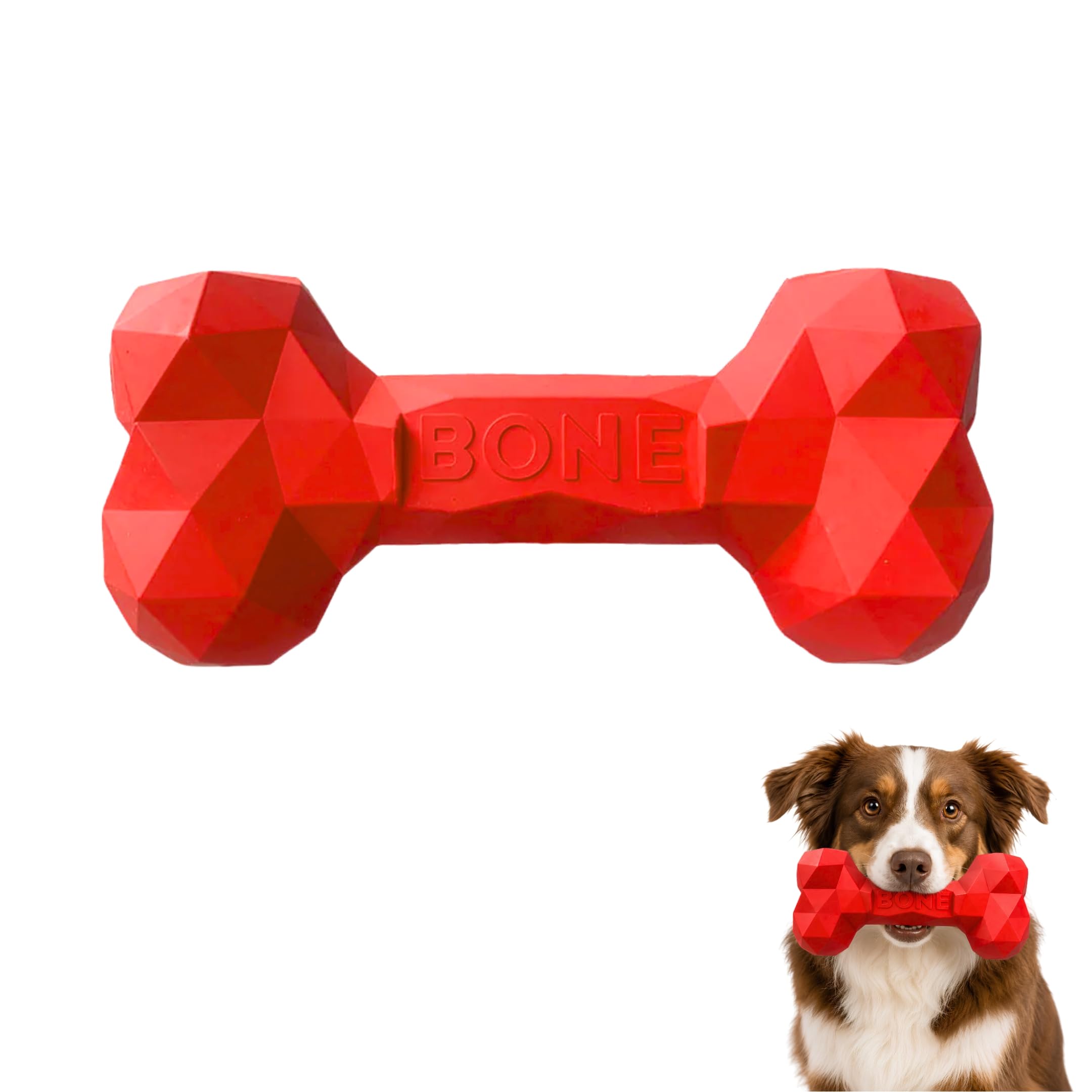 Sniffytails Dog Bone Chew Toy For Aggressive Chewers  Durable Treat Dispensing Natural Rubber Toy, Dental Chew For All Breeds, 