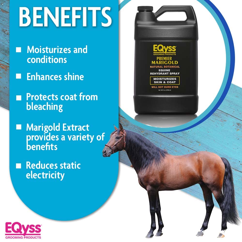 EQyss Premier Marigold Equine Coat Conditioning Spray - Moisturize Horse's Skin & Coat, Add Shine, Detangle, Repel Dirt & Dust,