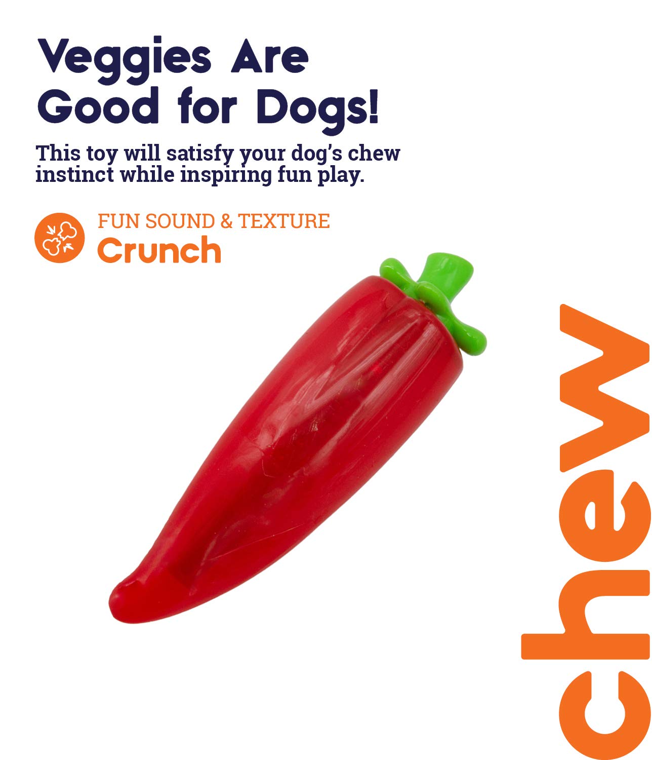 Petstages Crunch Veggies Pepper Dog Chew Toy, Medium