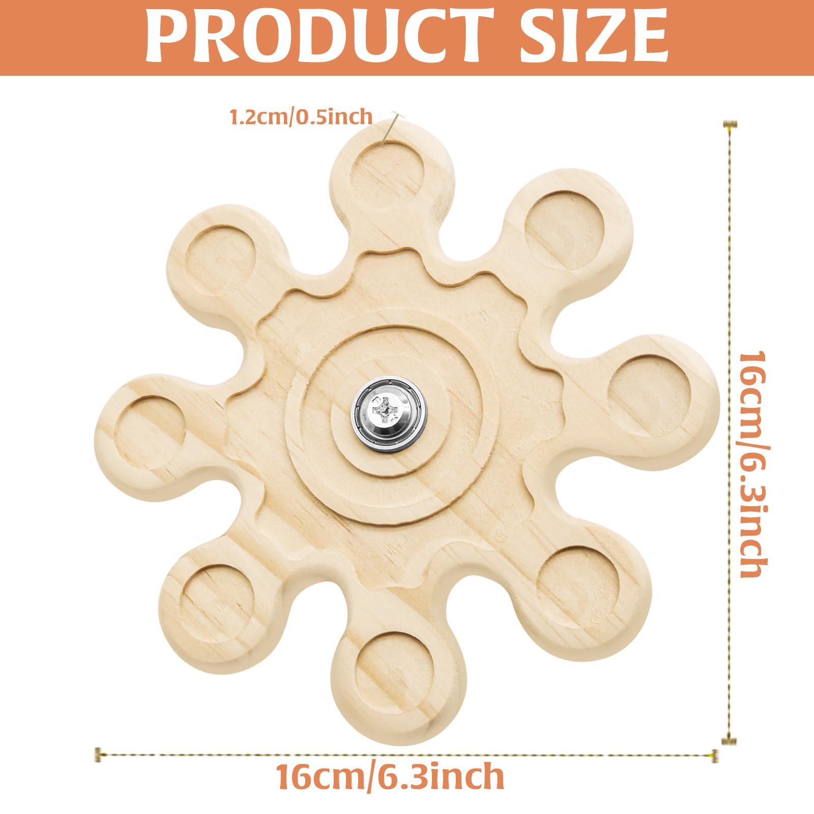 Hingtai Chinchilla Chew Toys, Natural Wooden Teeth Grinding Guinea Pig Toys For Cage Snowflake- Shaped Rotating Hamster Chew Toy