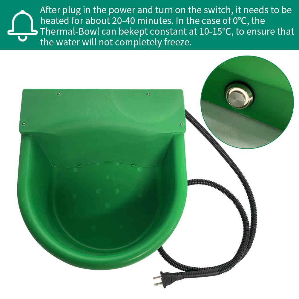 Automatic Heated Horse Waterer Bowl, 4L Large Capacity Farm Heated Water Bowl Constant Temperature Dispenser With Float Control