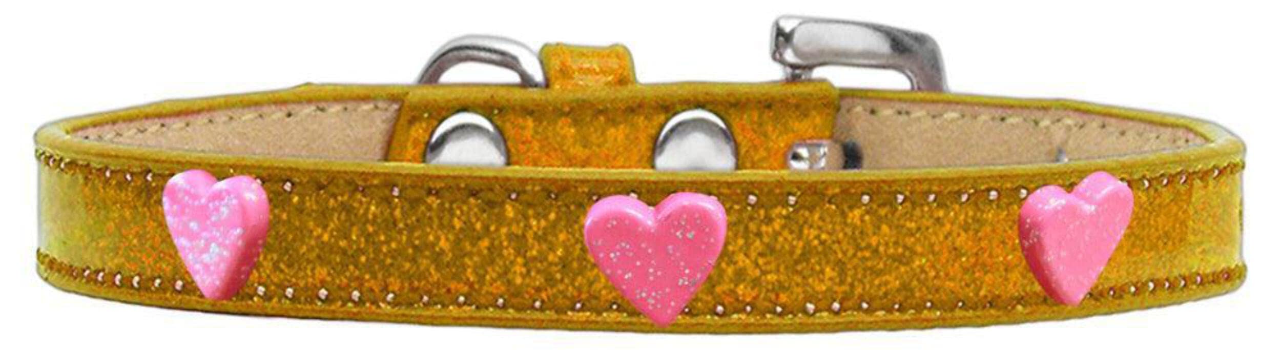 Dog, Puppy & Pet Widget Ice Cream Collar, Pink Glitter Heart Pink 12