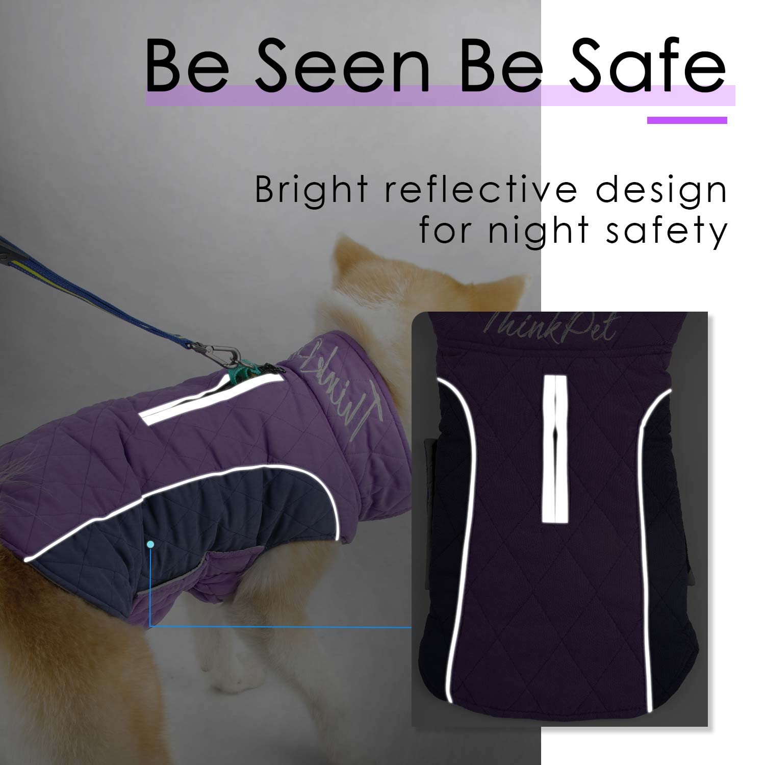 Thinkpet Dog Cold Weather Coats - Cozy Waterproof Windproof Reversible Winter Dog Jacket, Thick Padded Warm Coat Reflective Vest Clothes For Puppy Small Medium Large Dogs