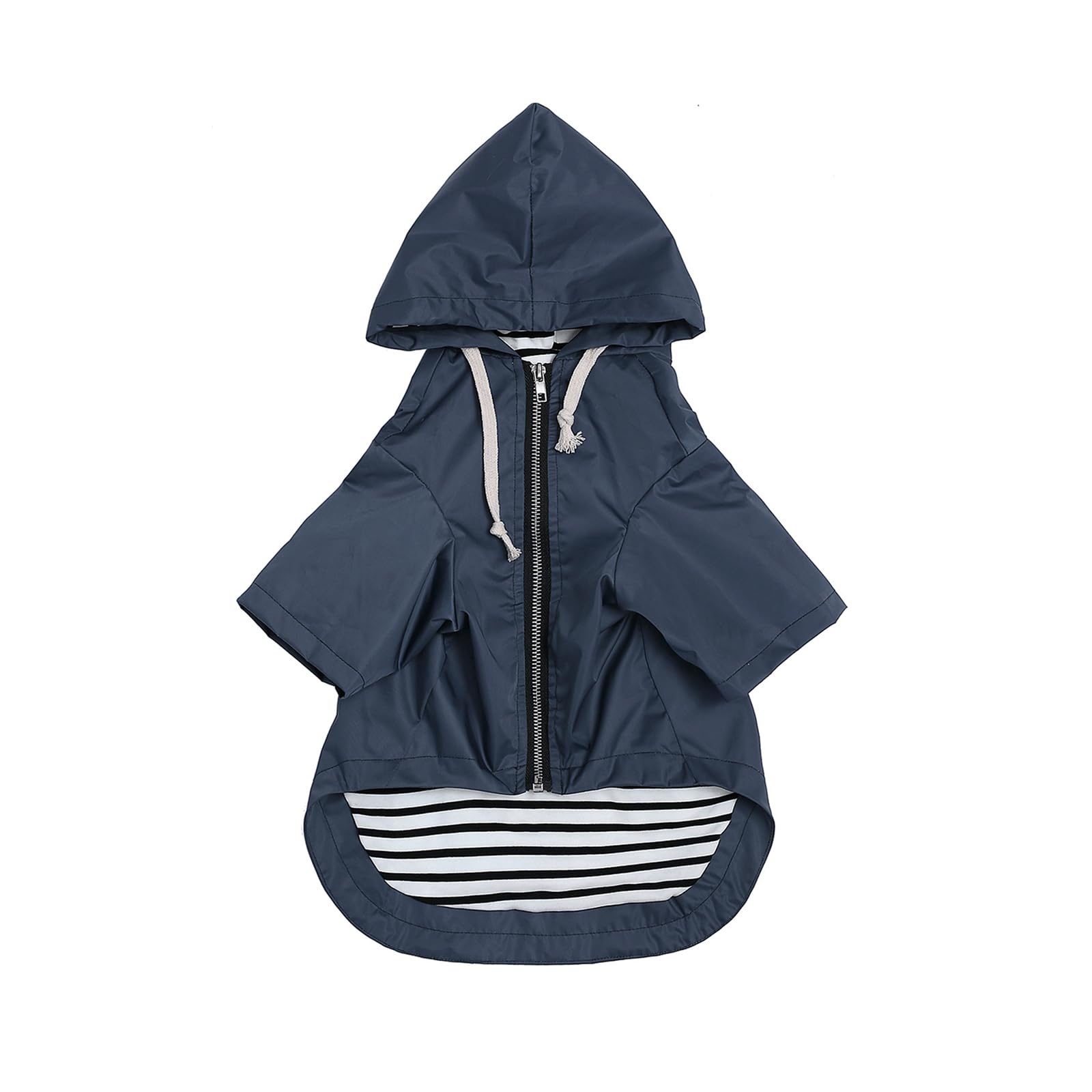 Dog Raincoat Waterproof Puppy Rain Jacket With Hood For Small Medium Dogs, Poncho With Reflective Strap, Storage Pocket And Harness Hole - Blue - L