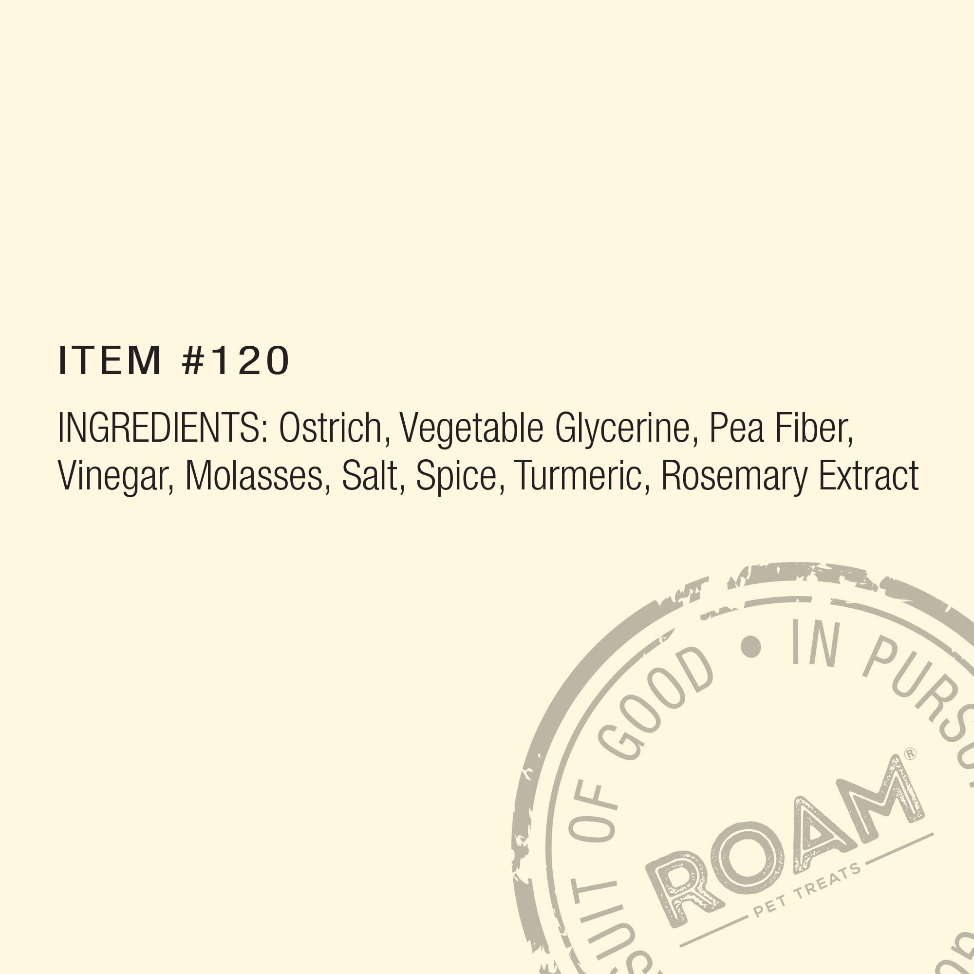 ROAM PET TREATS Ossy Jerky Dog Treats, Single Sourced Novel Protein Jerky Treats Made from Ostrich for Dog