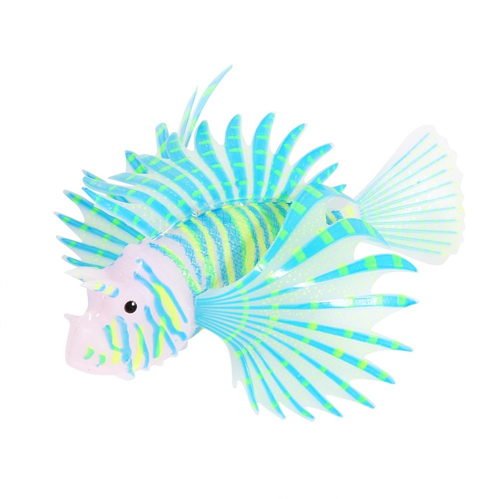 Yosoo Artificial Lion Fish Luminous Fake Fish Aquarium Fish Tank Ornament Glow Simulation Animal Decoration (Blue)