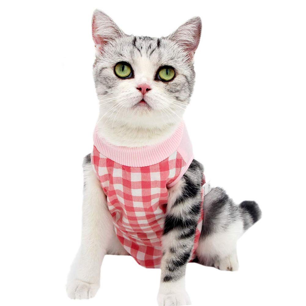 Coppthinktu Cat Recovery Suit For Abdominal Wounds Or Skin Diseases, Breathable E-Collar Alternative For Cats And Dogs, After Surgery Wear Anti Licking Wounds (S, Z-Pink)