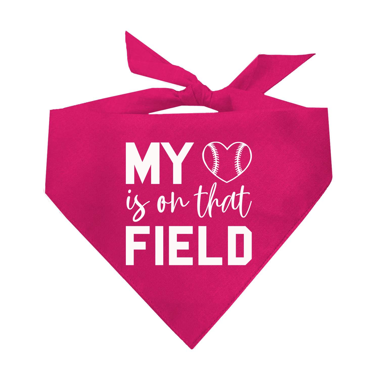My Heart Is On That Field Baseball Dog Bandana (1044 Hot Pink, One Size)