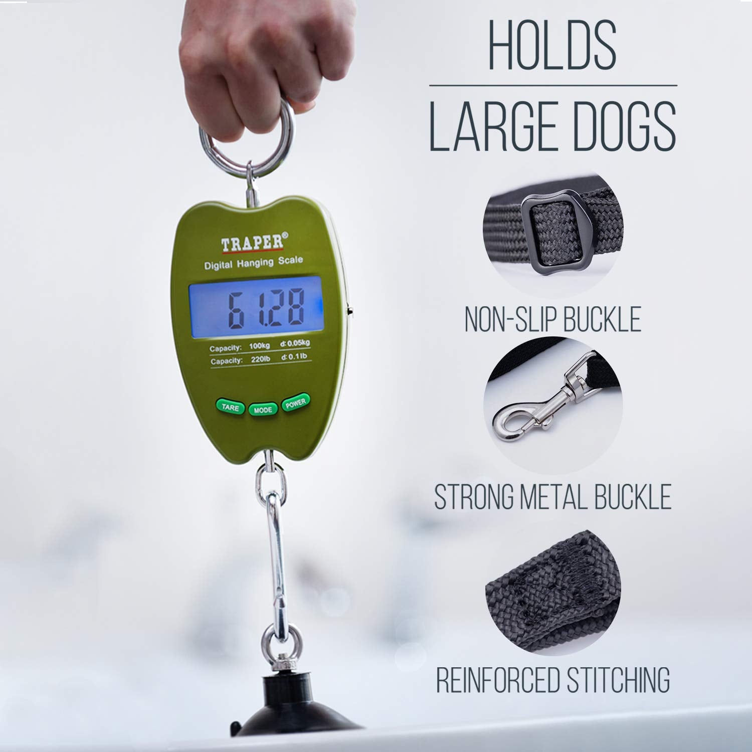 Dog Bathing Tether With Suction Cup For Pet Shower And Grooming