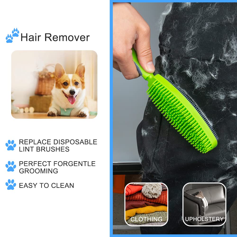Godiyyer Rubber Pet Hair Removal Brush for Couch Clothes Dog Cat Pet Hair Carpet, Also Used as Dog Cat Bath Brush with Massage E
