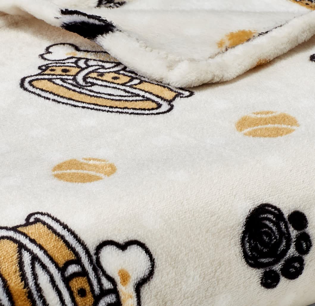 Juicy Couture Beige 50'' X 60'' Dog Blanket - Plush Puppy Throw, Printed, Breathable, Lightweight, Machine Washable, For Small M