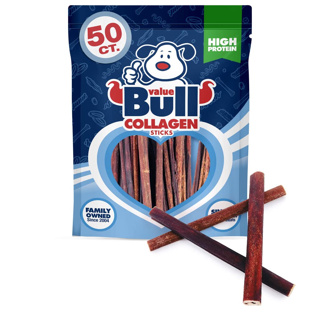 ValueBull USA Collagen Sticks for Small Dogs, 6 Inch Thin Chews, Natural Dog Treats, 400 Count Wholesale Pack - Promotes Joint,