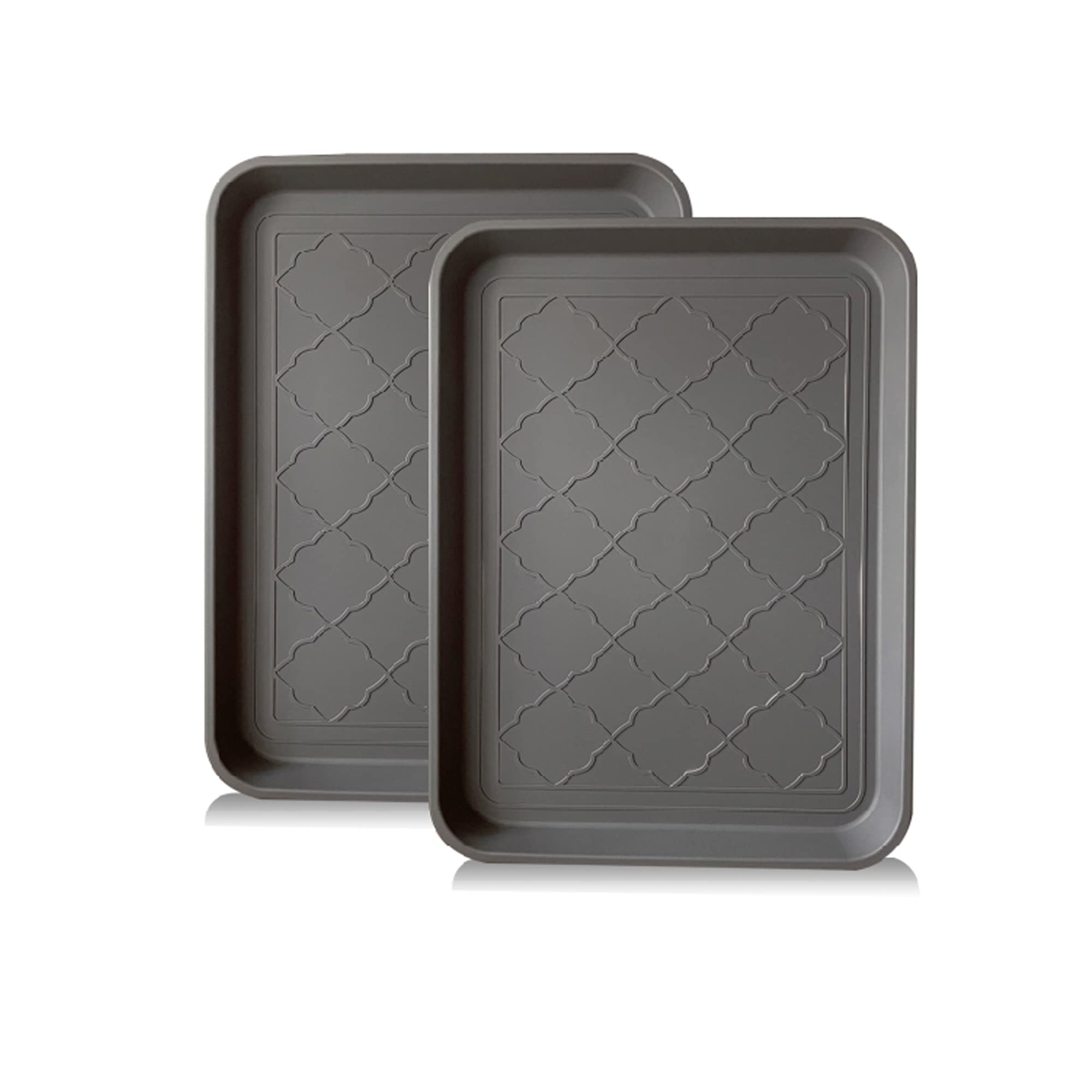 PetLike Boot Tray for Entryway Indoor, Pet Food Mat Tray, 16.7 x 12.8 inch 2 Packs, Waterproof Rubber Mat for Boots, Shoes, Pets