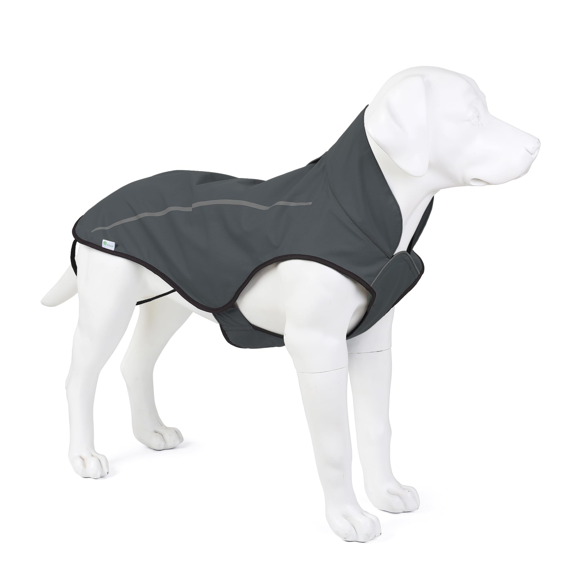 Mile High Life | Dog Raincoat | Adjustable Water Proof Pet Clothes | Lightweight Rain Jacket With Reflective Strip | Easy Step In Closure, Dark Gray, Medium