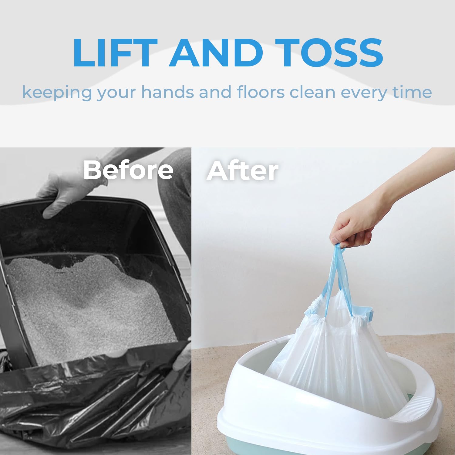 Xuepett 120 Pack Cat Litter Bags With Drawstring, Compatible With Litter-Robot 3/4 Heavy Duty Cat Litter Box Liners Waste Bags R