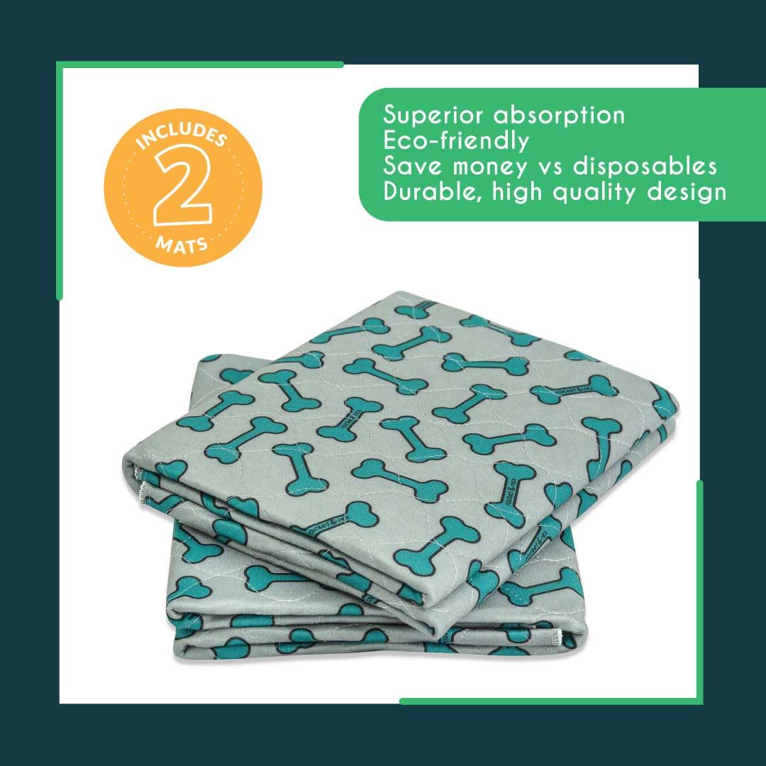 rocket & rex Premium Washable Pee Pads for Dogs, Waterproof, 30" x 36", Gray, 2-Pack, Guaranteed for 300 Washes