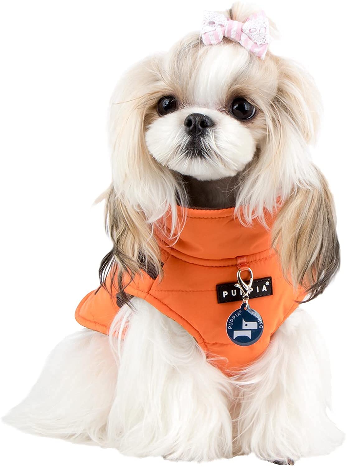 Puppia Mountaineer Winter Dog Coat With Integrated Harness No Pull Cold Weather Waterproof Warm Fleece Back Zipper For Small & Medium Dog, Orange, Xx-Large