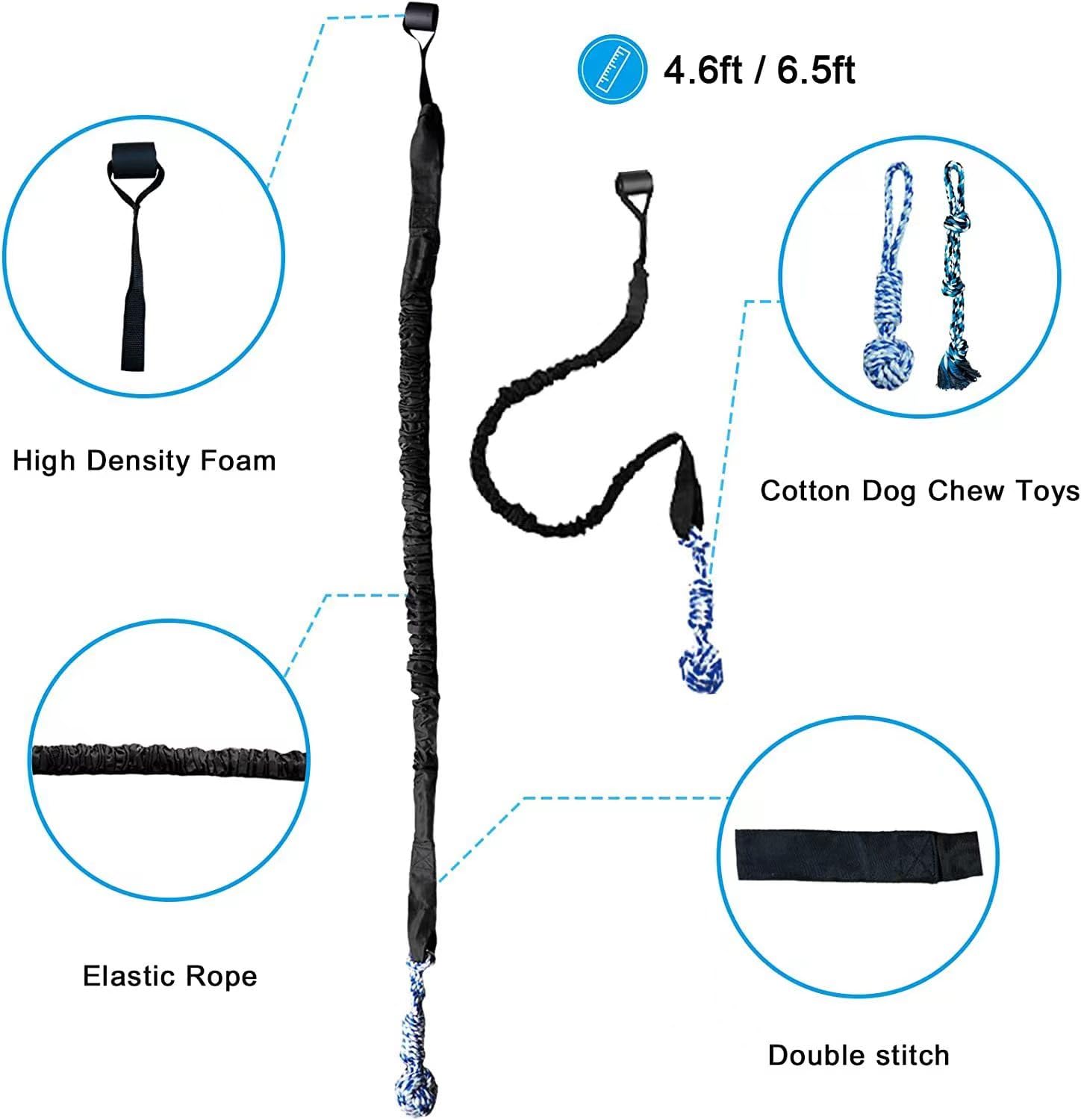 Qingfangli Spring Pole Dog Rope Outdoor Tug Of War Toy For Pitbull Medium To Large Dogs Bungee Hanging Exercise Ropes Muscle Bui